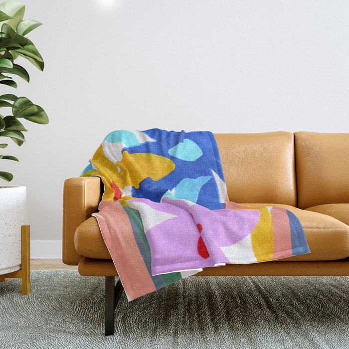 Playful Petals Mid Century Bold Groovy Flower Garden  Throw Blanket Gallery Image 1