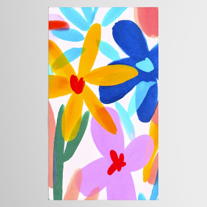 Playful Petals Mid Century Bold Groovy Flower Garden  Tablecloth Gallery Image 2