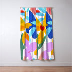 Playful Petals Mid Century Bold Groovy Flower Garden  Window Curtain Gallery Image 3