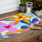 Playful Petals Mid Century Bold Groovy Flower Garden  Outdoor Rug Gallery Image 2