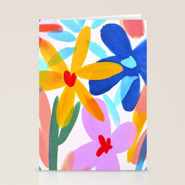 Playful Petals Mid Century Bold Groovy Flower Garden  Stationery Card Gallery Image 1