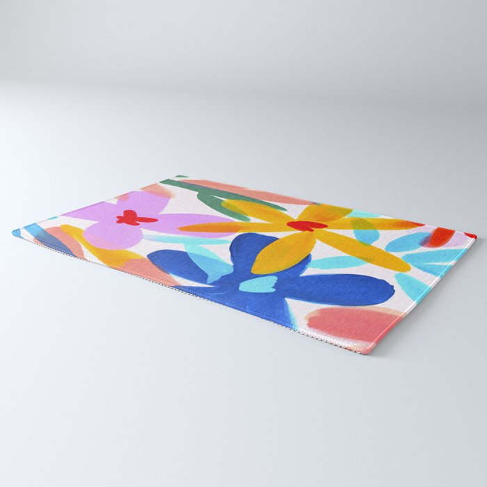 Playful Petals Mid Century Bold Groovy Flower Garden  Rug Gallery Image 3