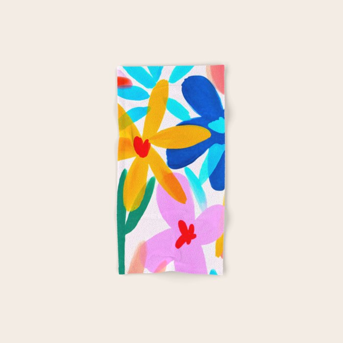 Playful Petals Mid Century Bold Groovy Flower Garden  Bath Towel Gallery Image 1