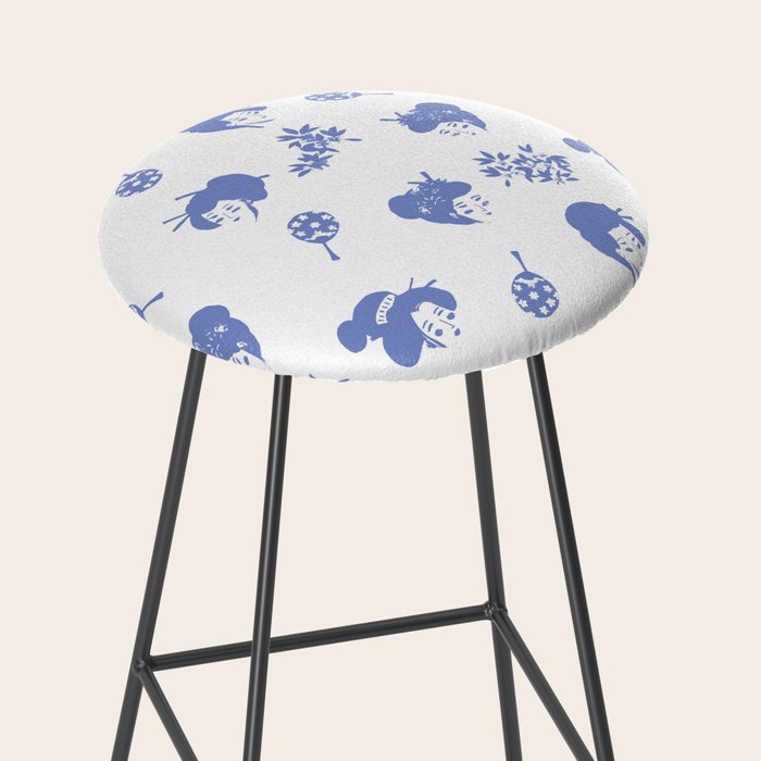 Light blue japanese pattern Stool Gallery Image 2