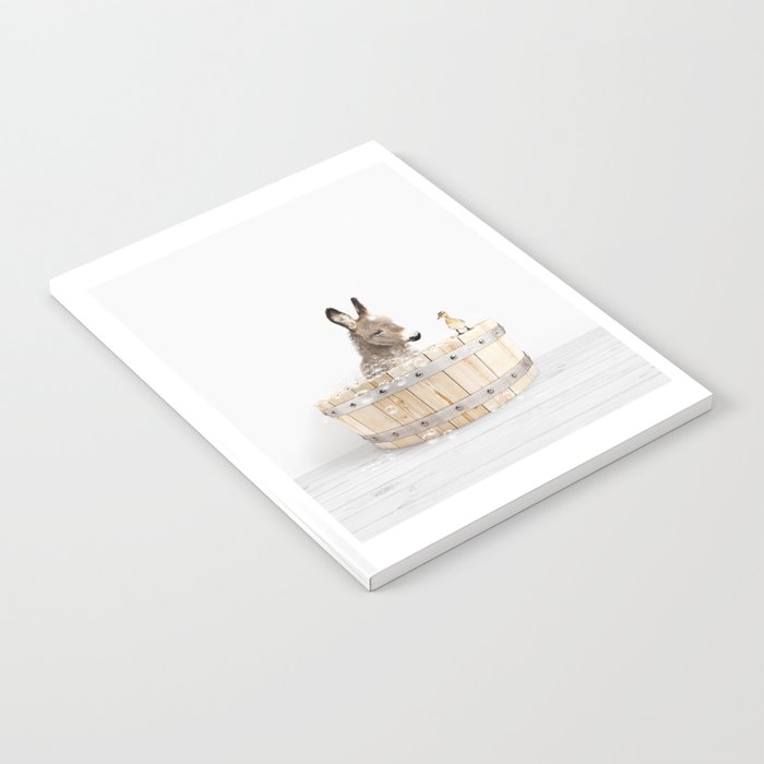 Baby Donkey in a Wooden Bathtub, Donkey Taking a Bath, Bathtub Animal Art Print By Synplus Notebook Gallery Image 2