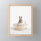 Baby Donkey in a Wooden Bathtub, Donkey Taking a Bath, Bathtub Animal Art Print By Synplus Mini Art Print Gallery Image 1