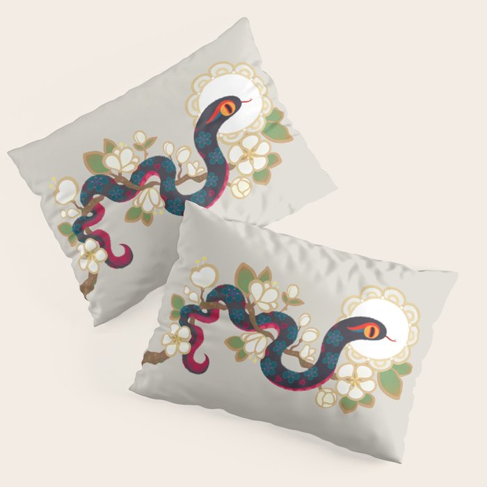 Snake and flowers 2 Pillow Sham Gallery Image 3