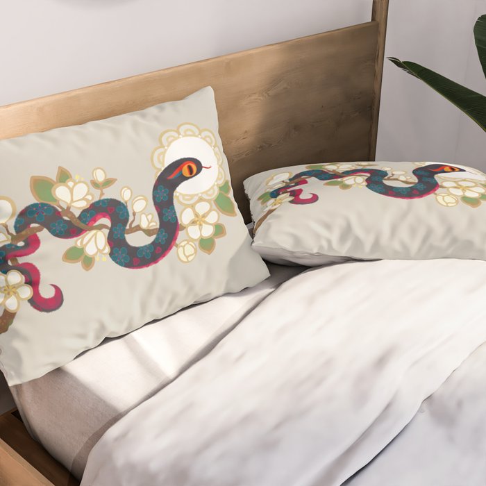 Snake and flowers 2 Pillow Sham Gallery Image 2