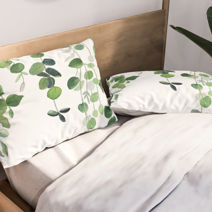 Eucalyptus Watercolor 2  Pillow Sham Gallery Image 2