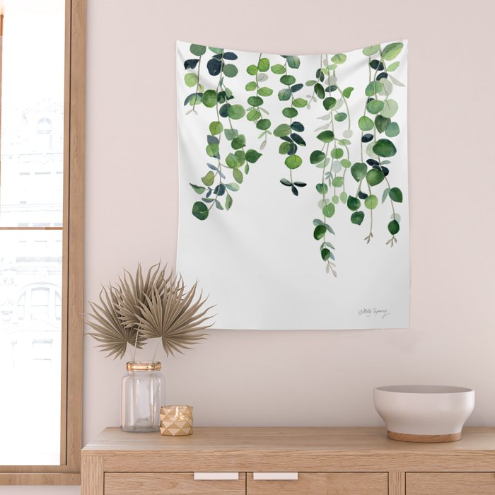 Eucalyptus Watercolor 2  Wall Tapestry Gallery Image 2