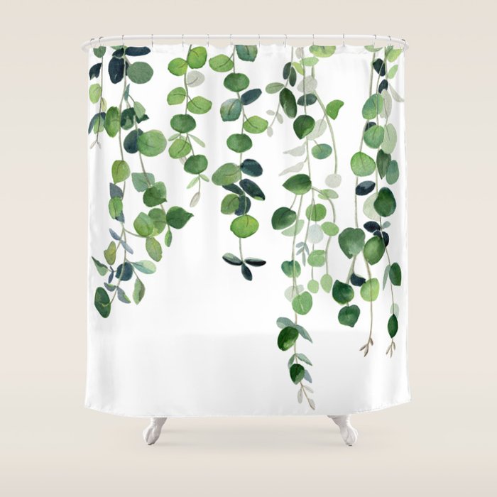 Eucalyptus Watercolor 2  Shower Curtain Gallery Image 1