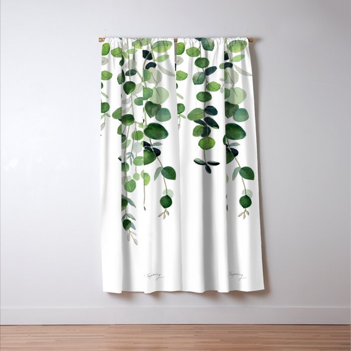Eucalyptus Watercolor 2  Window Curtain Gallery Image 3