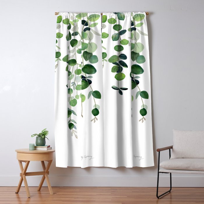 Eucalyptus Watercolor 2  Window Curtain Gallery Image 5