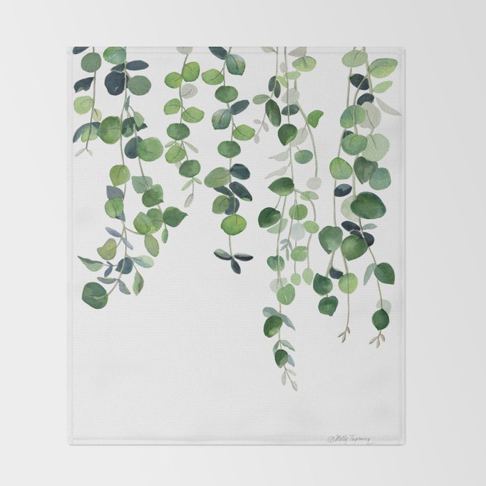 Eucalyptus Watercolor 2  Throw Blanket Gallery Image 2
