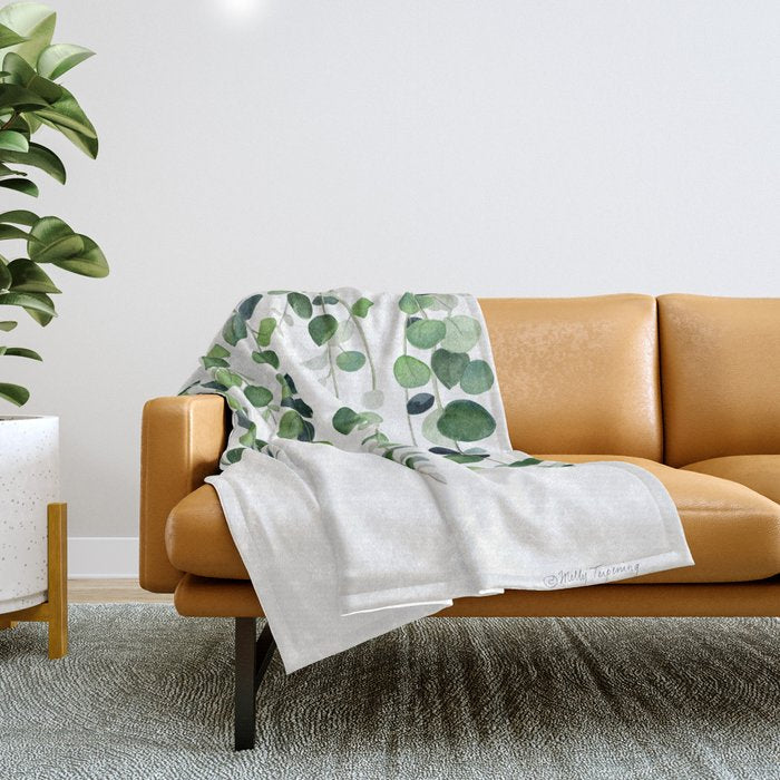Eucalyptus Watercolor 2  Throw Blanket Gallery Image 1