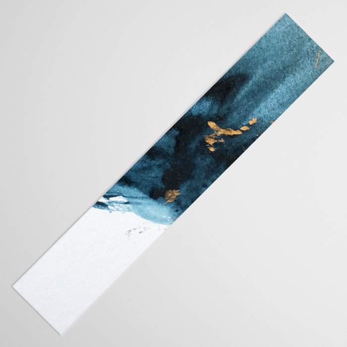 A Minimal Sapphire and Gold Abstract piece in blue white and gold by Alyssa Hamilton Art  Table Runner Gallery Image 3