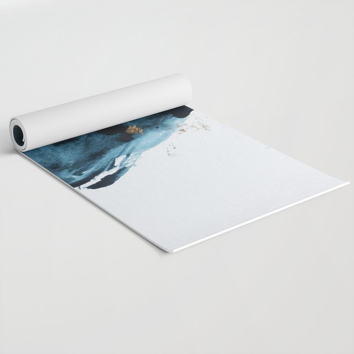 A Minimal Sapphire and Gold Abstract piece in blue white and gold by Alyssa Hamilton Art  Yoga Mat Gallery Image 2