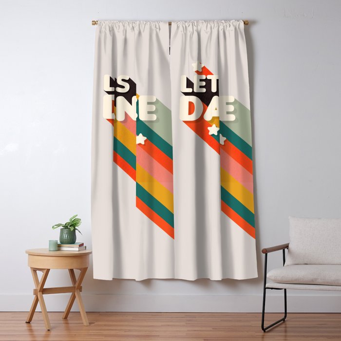 Let's Dance - retro rainbow typography Window Curtain Gallery Image 5