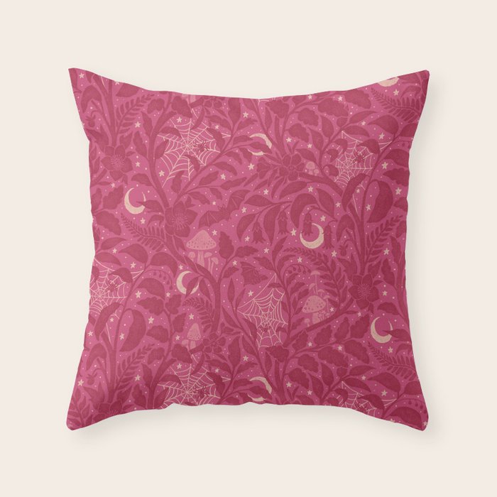 Mysterious Garden - dark pink Throw Pillow Gallery Image 1