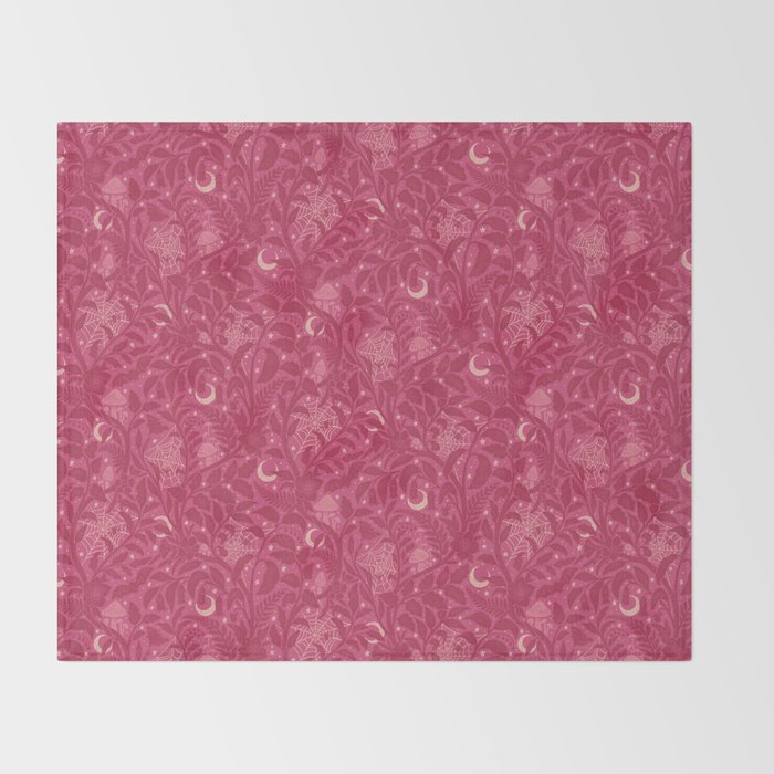 Mysterious Garden - dark pink Throw Blanket Gallery Image 2