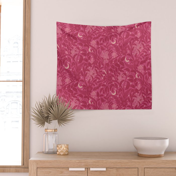 Mysterious Garden - dark pink Wall Tapestry Gallery Image 2