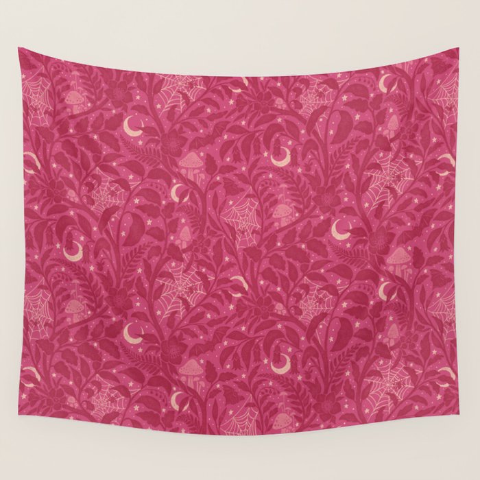 Mysterious Garden - dark pink Wall Tapestry Gallery Image 4