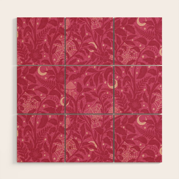 Mysterious Garden - dark pink Wood Wall Art Gallery Image 1