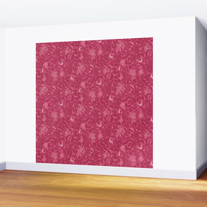Mysterious Garden - dark pink Wall Mural Gallery Image 2
