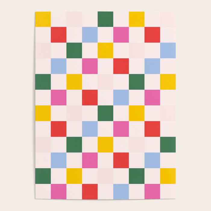 Retro Bauhaus Pattern | Abstract Shapes | Geometric Checks Poster Gallery Image 4