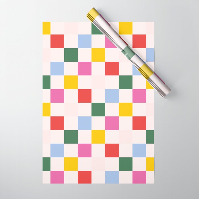 Retro Bauhaus Pattern | Abstract Shapes | Geometric Checks Wrapping Paper Gallery Image 1