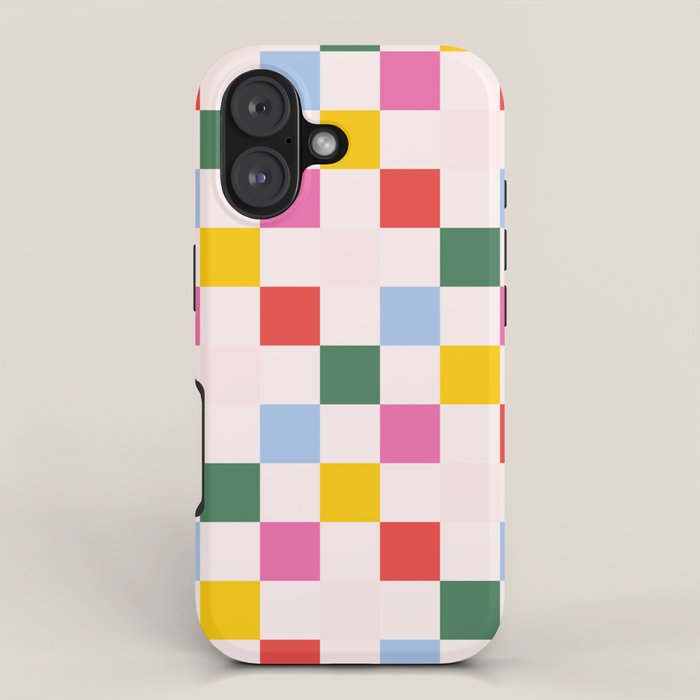 Retro Bauhaus Pattern | Abstract Shapes | Geometric Checks iPhone Case Gallery Image 1