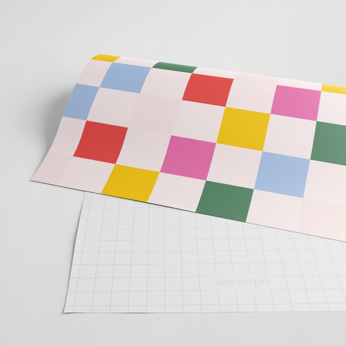 Retro Bauhaus Pattern | Abstract Shapes | Geometric Checks Wrapping Paper Gallery Image 2