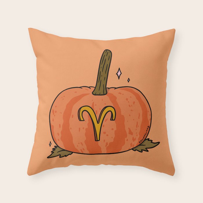 Aries Pumpkin Throw Pillow Gallery Image 1