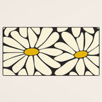 Big Daisy - Groovy Flower - Black, White and Yellow Desk Mat Gallery Image 3