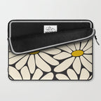 Big Daisy - Groovy Flower - Black, White and Yellow Laptop Sleeve Gallery Image 2