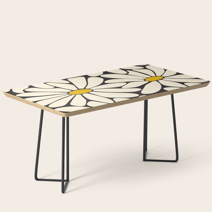 Big Daisy - Groovy Flower - Black, White and Yellow Coffee Table Gallery Image 1