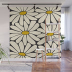 Big Daisy - Groovy Flower - Black, White and Yellow Wall Mural Gallery Image 1