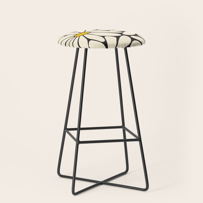 Big Daisy - Groovy Flower - Black, White and Yellow Stool Gallery Image 1
