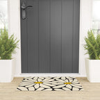 Big Daisy - Groovy Flower - Black, White and Yellow Welcome Mat Gallery Image 3