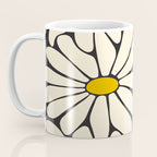 Big Daisy - Groovy Flower - Black, White and Yellow Coffee Mug Gallery Image 3
