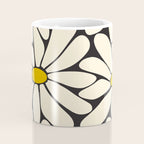 Big Daisy - Groovy Flower - Black, White and Yellow Coffee Mug Gallery Image 4