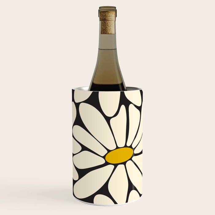 Big Daisy - Groovy Flower - Black, White and Yellow Wine Chiller Gallery Image 3