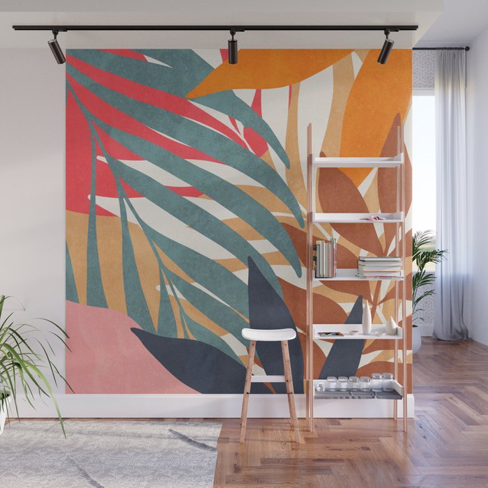 Abstract Boho Tropical Foliage 3 Wall Mural Gallery Image 1