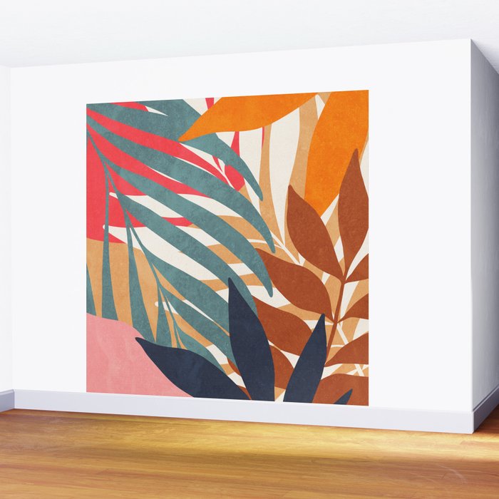 Abstract Boho Tropical Foliage 3 Wall Mural Gallery Image 2