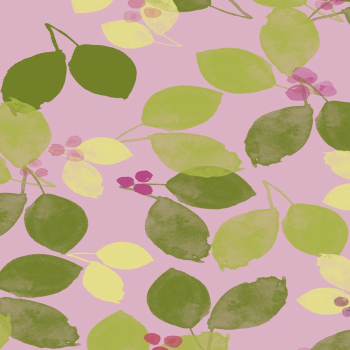 Summer Leaves and Berries on Pink Coffee Mug Gallery Image 2