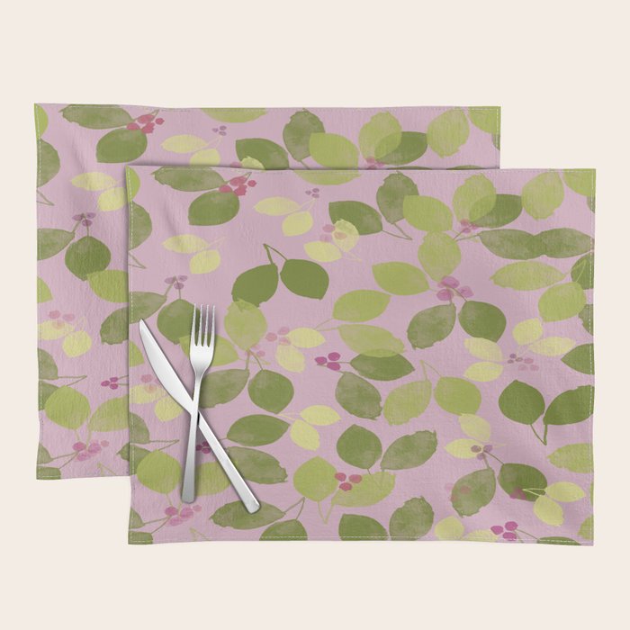 Summer Leaves and Berries on Pink Placemat Gallery Image 1