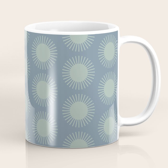 Boho Summer Sun Pattern V Neutral Blue Sage Green Coffee Mug Gallery Image 1