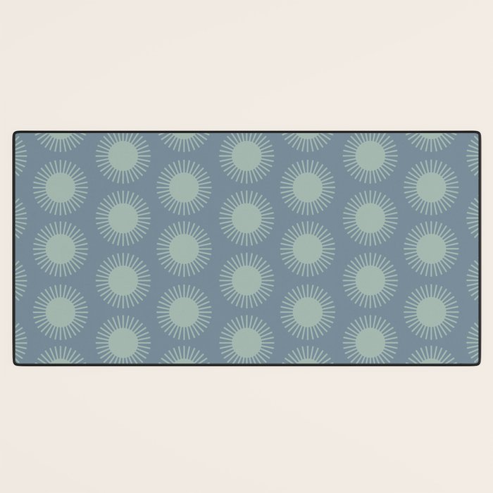Boho Summer Sun Pattern V Neutral Blue Sage Green Desk Mat Gallery Image 3