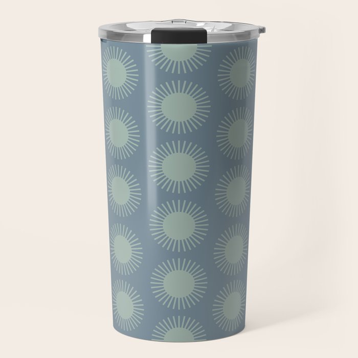 Boho Summer Sun Pattern V Neutral Blue Sage Green Travel Mug Gallery Image 1