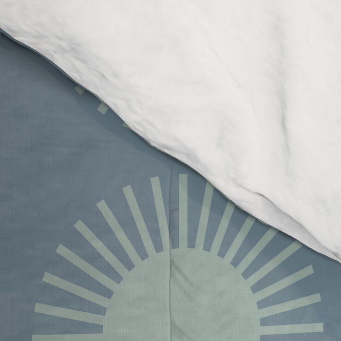 Boho Summer Sun Pattern V Neutral Blue Sage Green Comforter Gallery Image 4